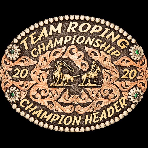 Brawley, German Silver Buckle with a Bead edge.  German Silver Flowers, Copper Scrolls, and Jewelers Bronze letters and Figure.  Choose your Choice of let